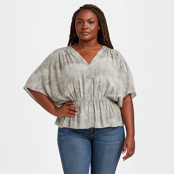 Patterson J Kincaid Originals Women's Top Size Medium Gray Animal Print Blouse - Picture 1 of 7